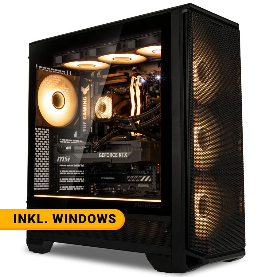King Forge Gaming-PC Platin, AMD Ryzen 7 7800X3D, RTX 5070 Ti, Phanteks Eclipse G400A – Fertig-PC mit Windows